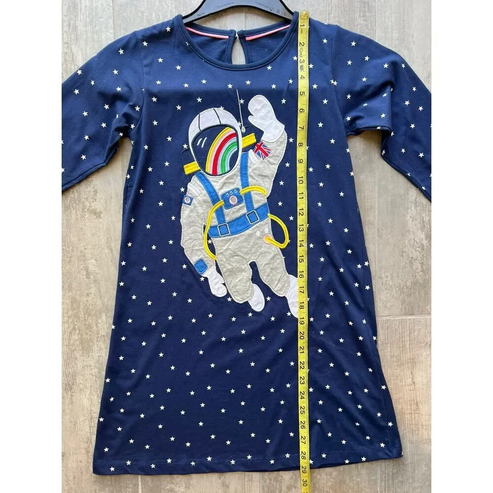Los Angeles Boutique Long Sleeve Dress Tunic Girls Astronaut Space Rainbow NEW 7